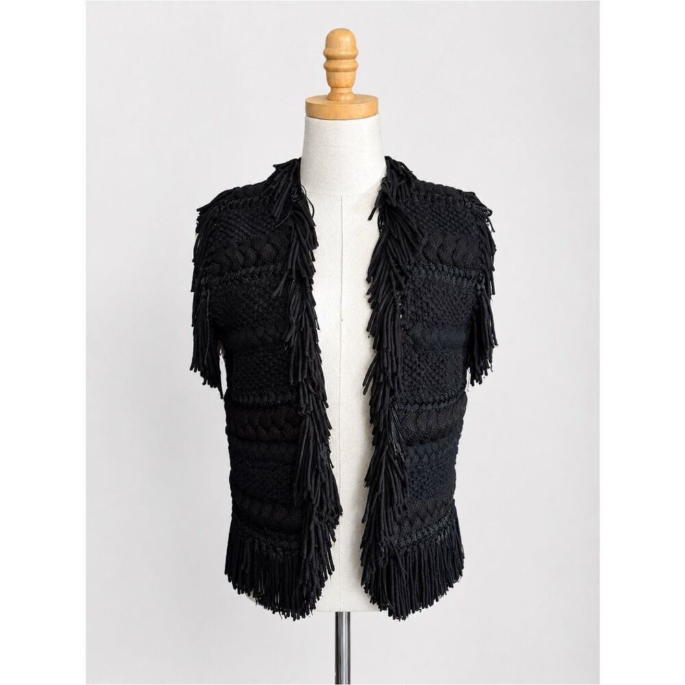 TSE Hand Knit Cashmere blend Chunky Fringe Vest Small